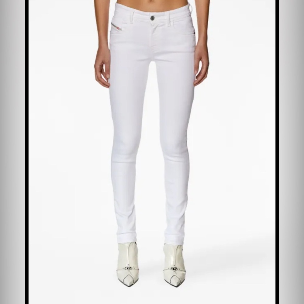 Y2K DIESEL “Clush” Mid Rise,White Strechy skinny Jeans size W29 L32